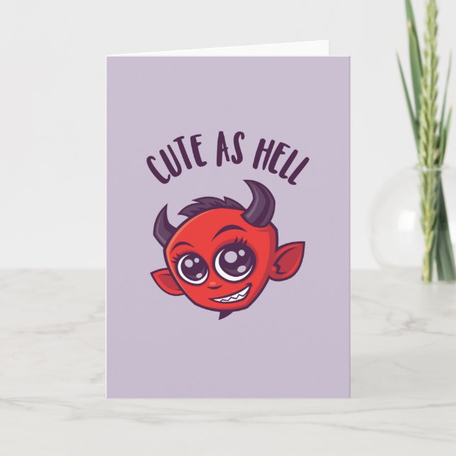 Cute as Hell Devil with Dark Text Card (Front)