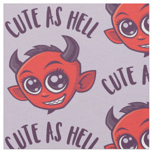 Cute as Hell Devil with Dark Text Fabric
