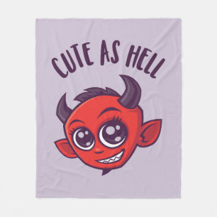 Cute as Hell Devil with Dark Text Fleece Blanket