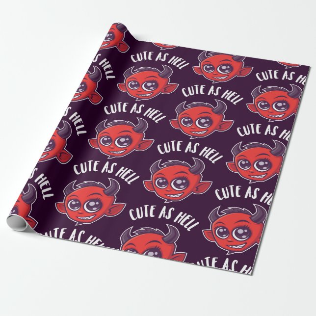 Cute as Hell Devil Wrapping Paper (Unrolled)