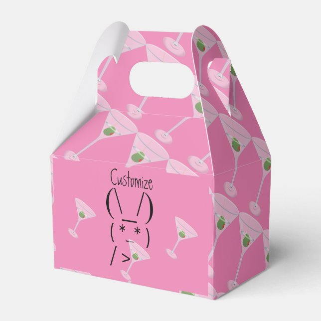 Cute Ascii bunny holding martini Favor Box (Front Side)