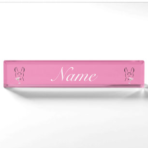 Cute Ascii bunny holding martini Nameplate