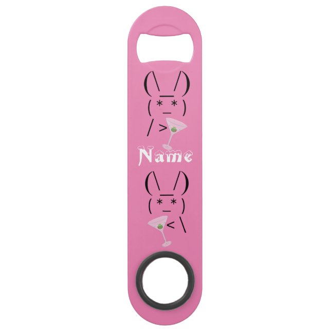 Cute Ascii bunny holding martini Thunder_Cove Bar Key (Back)