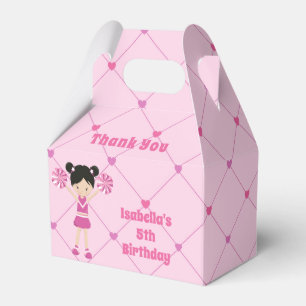 Cute Asian Cheerleader Girl Pink Birthday Party Favor Box