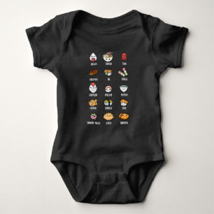 Cute Asian Food Kawaii Sushi Rice Fish Ramen Lover Baby Bodysuit