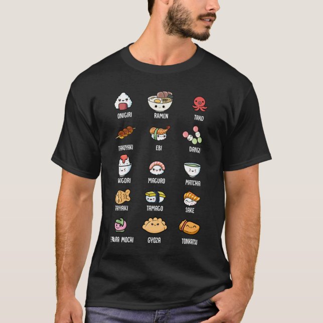 Cute Asian Food Kawaii Sushi Rice Fish Ramen Lover T-Shirt (Front)