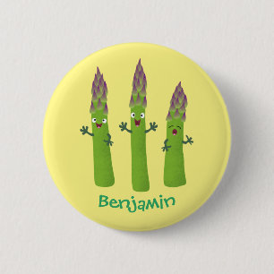 Cute asparagus singing vegetable trio cartoon 2 inch round button