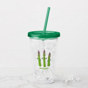 Cute asparagus singing vegetable trio cartoon acrylic tumbler