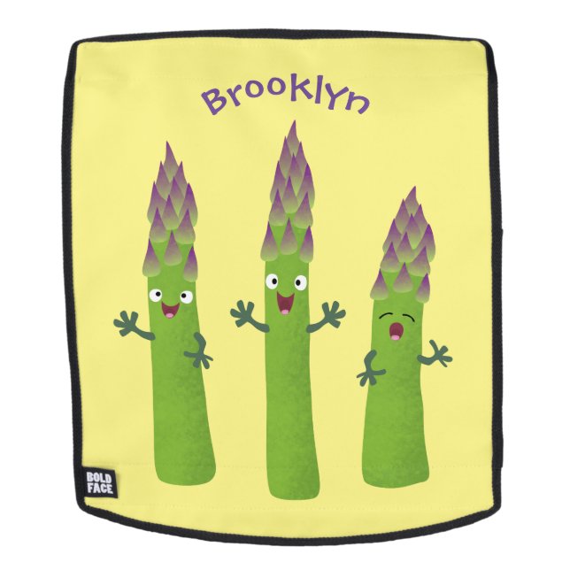 Cute asparagus singing vegetable trio cartoon backpack (Removable Face)