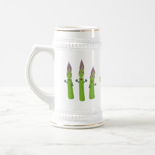 Cute asparagus singing vegetable trio cartoon beer stein