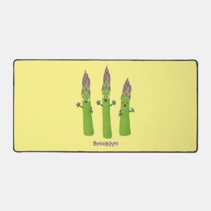 Cute asparagus singing vegetable trio cartoon desk mat