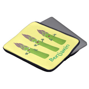 Cute asparagus singing vegetable trio cartoon laptop sleeve