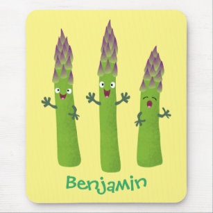 Cute asparagus singing vegetable trio cartoon mouse pad