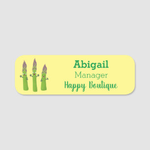 Cute asparagus singing vegetable trio cartoon  name tag