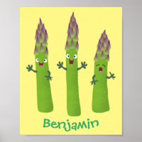 Cute asparagus singing vegetable trio cartoon