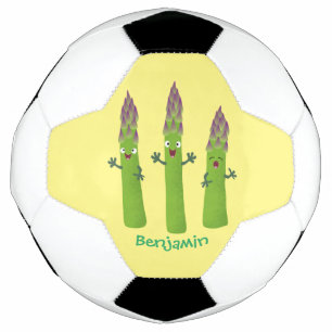 Cute asparagus singing vegetable trio cartoon soccer ball