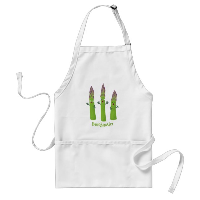 Cute asparagus singing vegetable trio cartoon standard apron (Front)