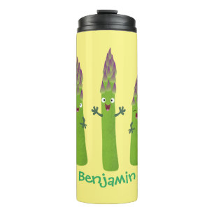 Cute asparagus singing vegetable trio cartoon thermal tumbler