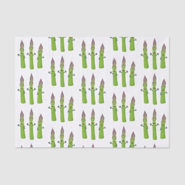 Cute asparagus singing vegetable trio cartoon tissue paper (Front)