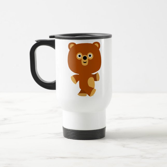 Cute Assertive Cartoon Bear Commuter Mug (Left)