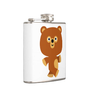 Cute Assertive Cartoon Bear Hip Flask