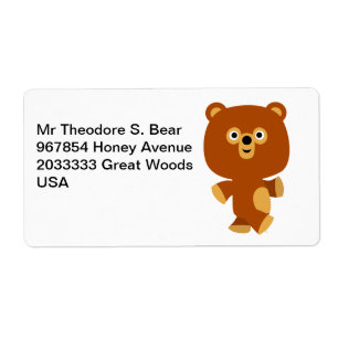 Cute Assertive Cartoon Bear Shipping Label
