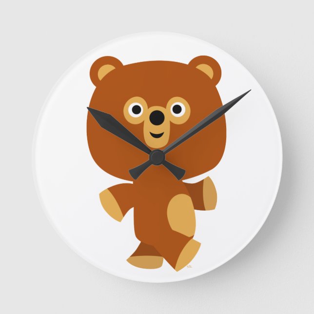 Cute Assertive Cartoon Bear Wall Clock (Front)
