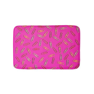 CUTE Assorted Colour Paper Clips on Pink Bath Mat