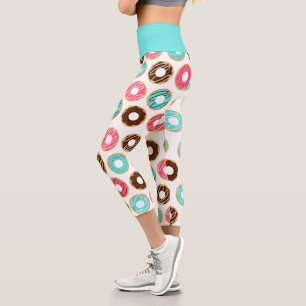 Cute Assorted Doughnuts Pattern Capri Leggings