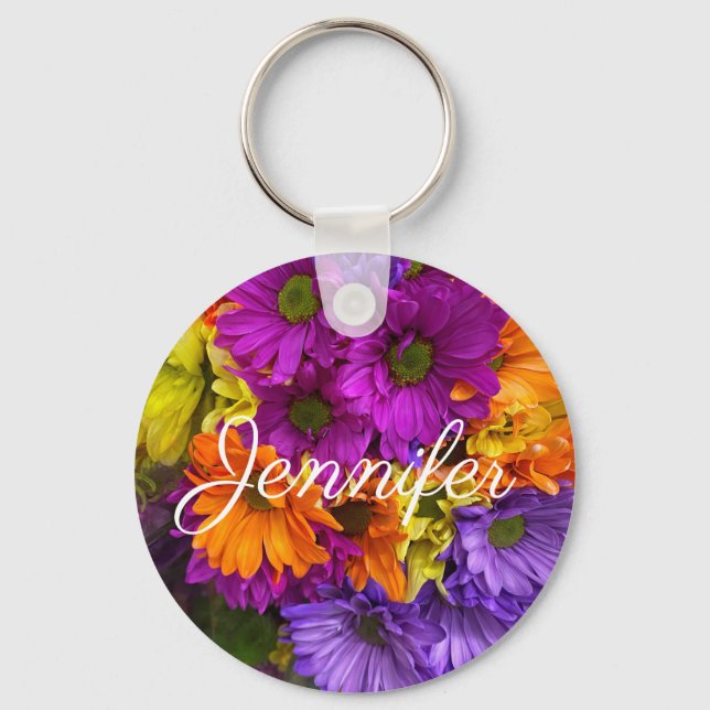 Cute Assorted Flowers  Keychain (Front)