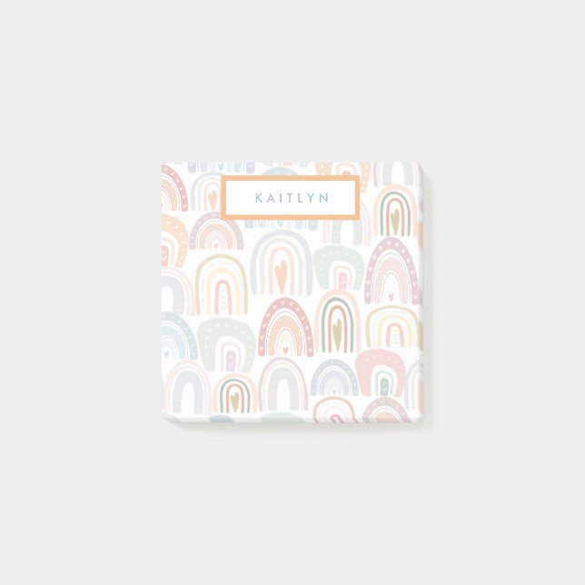 Cute Assorted Rainbow Pattern Monogram Post-it Notes (Front)