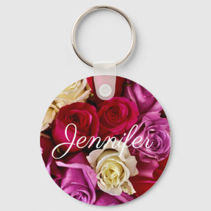 Cute Assorted Roses Keychain
