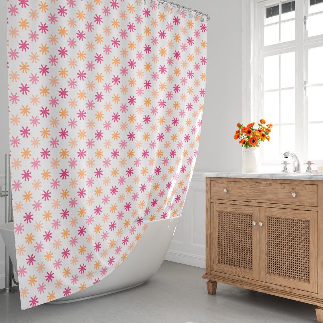 Cute asteriskS - Pinks and Oranges (This cute asterisks pattern in pinks and oranges colors will make your bath an enchanting place.)