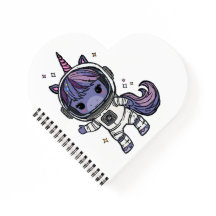 Cute Astro Unicorn Heart Notebook
