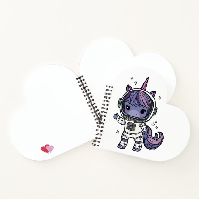 Cute Astro Unicorn Heart Notebook (Inside)