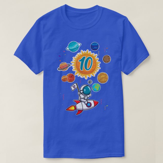 Cute Astronaut 10th Birthday 10 Years Old 2012 Bir T-Shirt (Design Front)