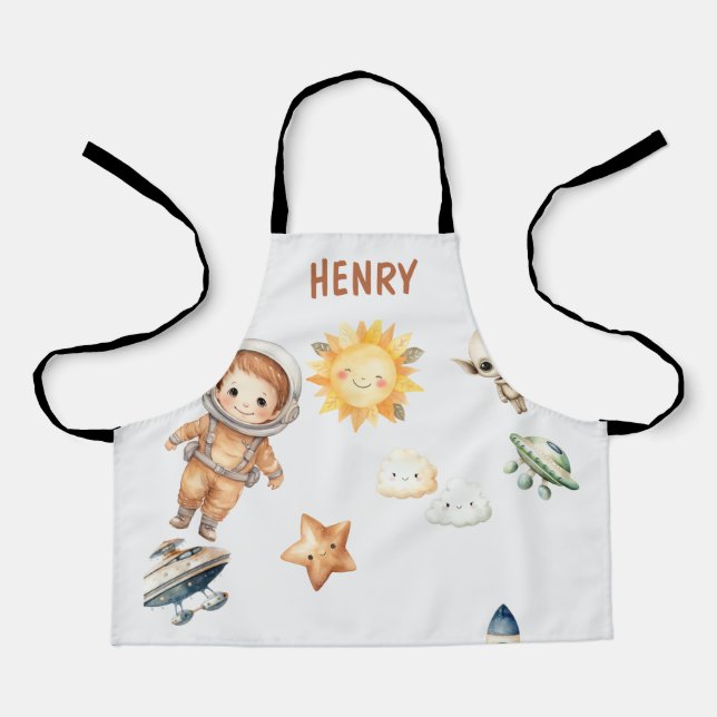 Cute Astronaut and Adorable Space Adventure Apron (Front)