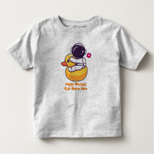 Cute astronaut and duck happy birthday kids gift toddler t-shirt