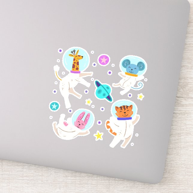 Cute Astronaut Animals Floating in Space (Detail)