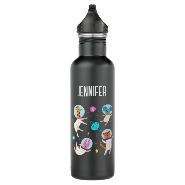Cute Astronaut Animals Floating in Space 710 Ml Water Bottle (Right)
