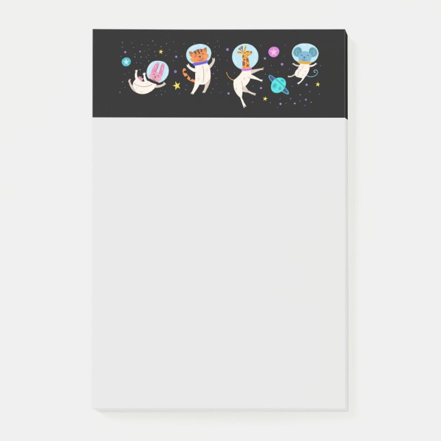 Cute Astronaut Animals Floating in Space Post-it Notes (Front)