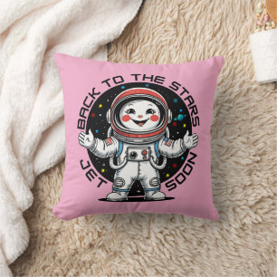 Cute astronaut back to the stars design throw pillow