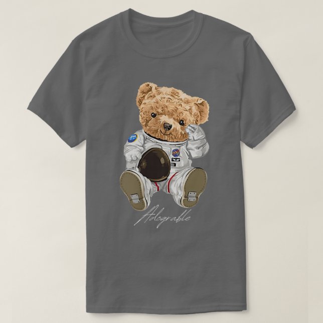 Cute Astronaut Bear  Adograble  T-Shirt (Design Front)