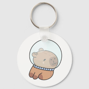 Cute Astronaut Capybara in Space Helmet Kawaii Keychain
