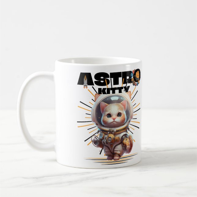 Cute Astronaut Cat | Astro Kitty | Space Kitten Coffee Mug (Left)