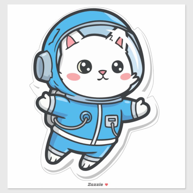Cute Astronaut Cat Kawaii Sticker 14x14 (Feuille)