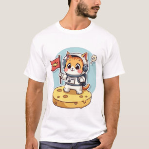 Cute Astronaut Cat Moon Landing Kawaii Space Kitty T-Shirt