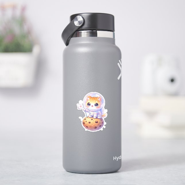 Cute Astronaut Cat Vinyl Sticker (HydroFlask)