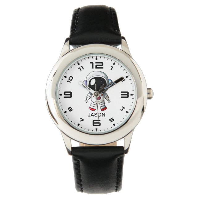 Cute Astronaut Custom Name Boys Watch (Front)