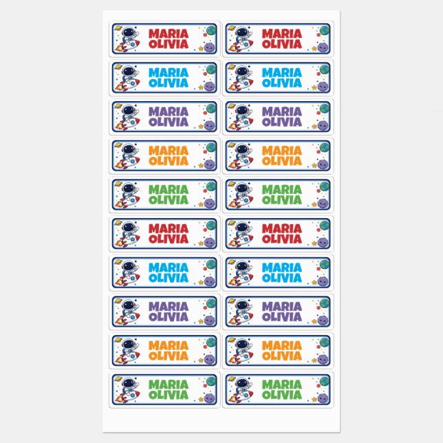 Cute Astronaut Custom School Name (Sheet)